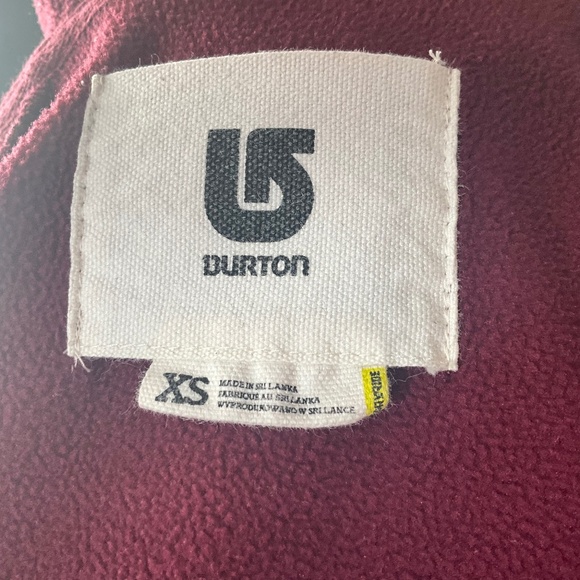 VTG Y2K Burton Snowboard DryRide WB Scoop Hoodie Fleece Layering Maroon Gold XS - Picture 10 of 10